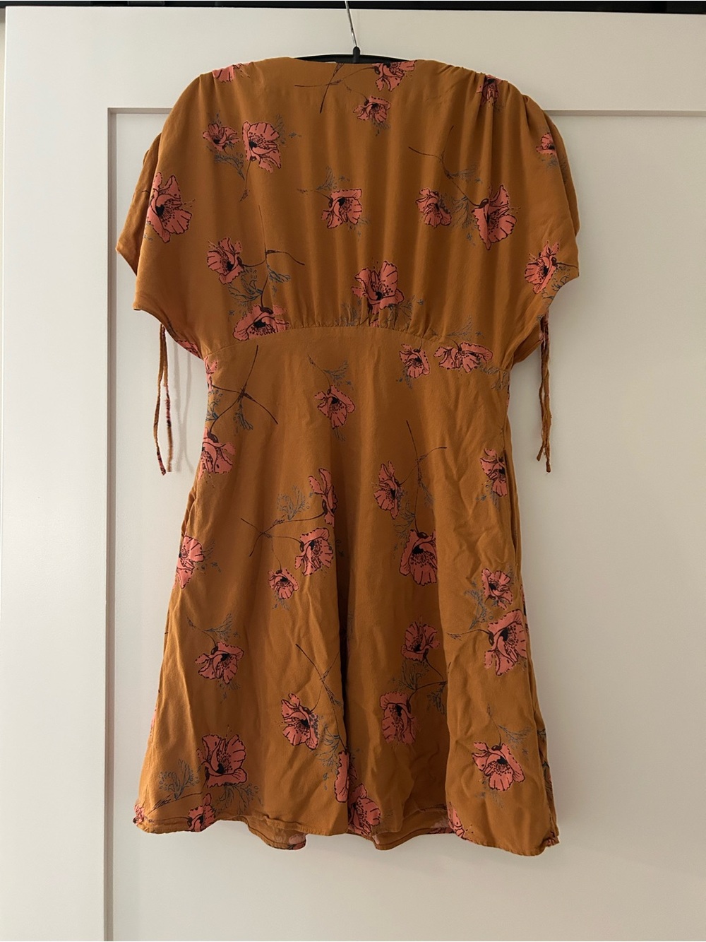 Free People Mustard Floral Mini Dress with Pink Flowers - Picture 3 of 6
